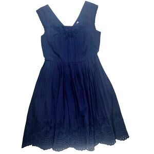 Boden Anthropologie Blue Eyelet Broderie Annabel Dress WH802 US Size 6
